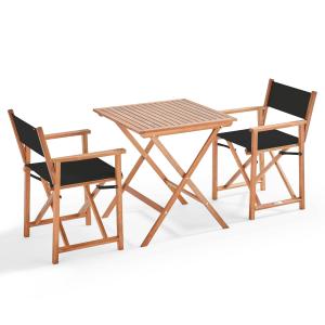 Mesa de bistro plegable   2 sillas de eucalipto