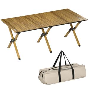 Mesa de camping color madera 116 x 60 x 45 cm