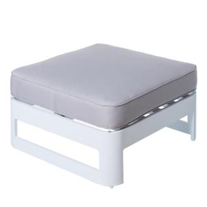 Mesa de centro de aluminio blanco con cojín de 76x76x27 cm