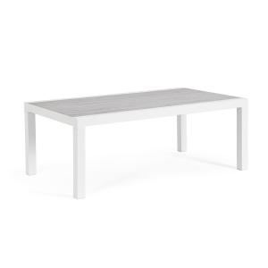 Mesa de centro de aluminio con tapa de cerámica blanco 120x…