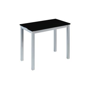 Mesa de cocina extensible leiria cristal negro y patas metal