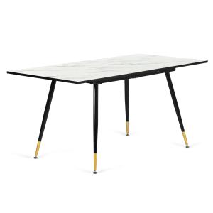 Mesa de comedor extensible efecto mármol blanco