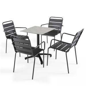 Mesa de conjunto laminado en concreto gris claro y 4 sillas…