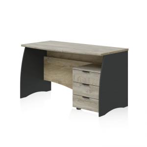 Mesa de escritorio 3 cajones melamina Roble Alaska - Gris A…