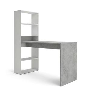 Mesa de escritorio con estantería 120x50 cm Blanco Cemento