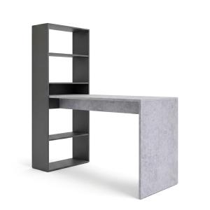 Mesa de escritorio con estantería 120x50 cm Grafito Cemento