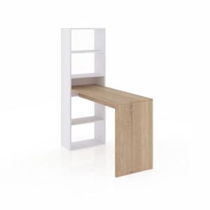 Mesa de escritorio con estantería cosmic, blanco artik - ro…