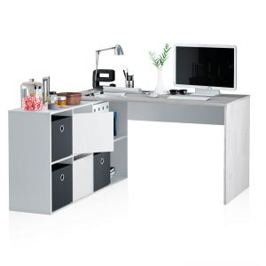 Mesa de escritorio multiposición 136x139 cm Blanco Cemento
