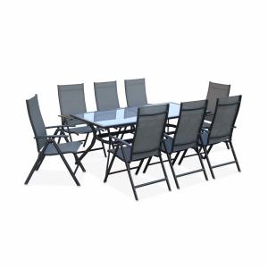 Mesa de jardin, aluminio, antracita, 8 plazas