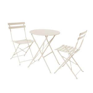 Mesa de jardín bistró plegable metal   2 asientos, beige