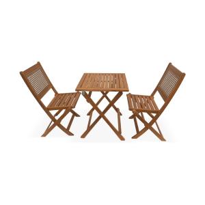 Mesa de jardín bistro redonda de caña con 2 sillas