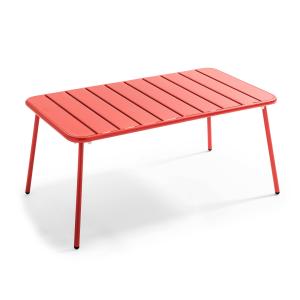 Mesa de jardín de acero rojo 90 x 50 cm