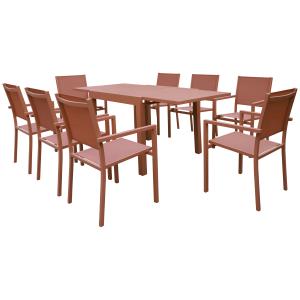 Mesa de jardín de aluminio terracota de 90/180 cm