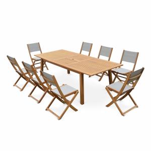 Mesa de jardín de madera de landete, gran mesa rectangular
