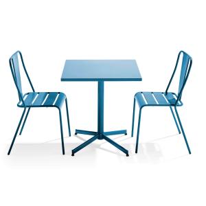 Mesa de jardín inclinable y 2 sillas azul pacífico