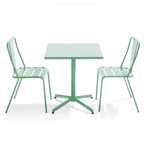 Mesa de jardín inclinable y 2 sillas color verde salvia