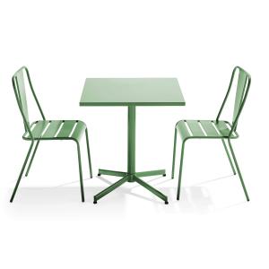 Mesa de jardín inclinable y 2 sillas verde cactus