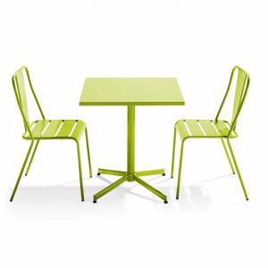 Mesa de jardín inclinable y 2 sillas verdes