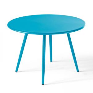 Mesa de jardín redonda de metal azul 50 cm