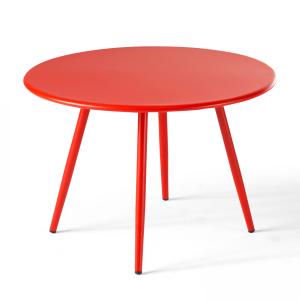 Mesa de jardín redonda de metal rojo 50 cm