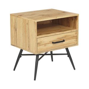 Mesa de noche de 1 cajón madera clara