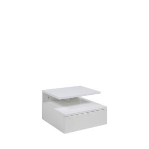 Mesa de noche de pared con 1 cajón de madera - blanco