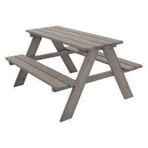 Mesa de picnic para niños con 2 bancos de madera maciza gri…