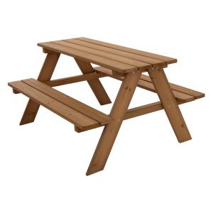 Mesa de picnic para niños con 2 bancos de madera maciza mar…