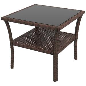 Mesa de ratán 50x50x45 cm marrón