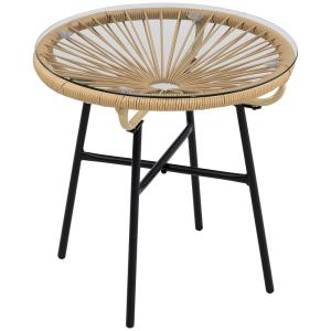 Mesa de ratán 50x50x50 cm beige