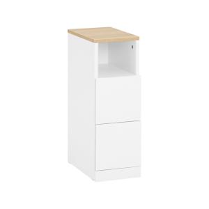 Mesa estrecha con 1 estante abierto y 2 cajones