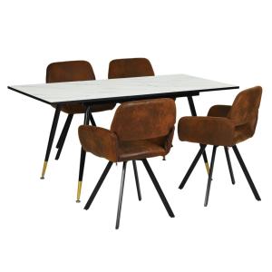 Mesa extensible de mármol   4 sillas giratorias vintage mar…