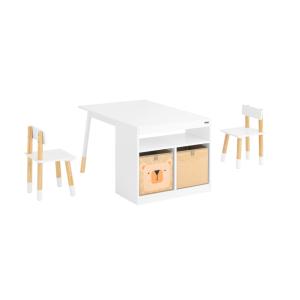Mesa infantil con 2 sillas 2 cajas de almacenamiento blanco