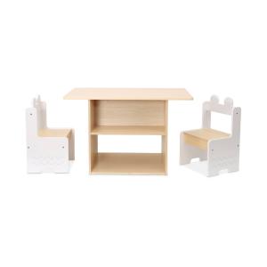 Mesa para niños   2 sillas, con estantes, blanco