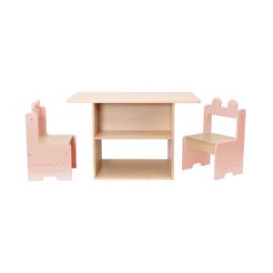 Mesa para niños   2 sillas, con estantes, rosa