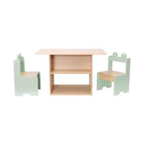 Mesa para niños   2 sillas, con estantes, verde