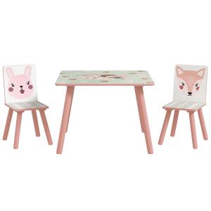 Mesa para niños 60x60x44 cm rosa y blanco