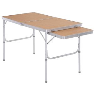 Mesa plegable de camping 153x60x71 cm natural bambú color