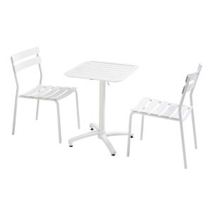 Mesa reclinable 60 x 60 cm y 2 sillas blanco