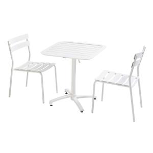 Mesa reclinable 70 x 70 cm y 2 sillas blanco