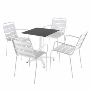 Mesa reclinable laminada negra de 60x60 cm y 4 sillas de me…