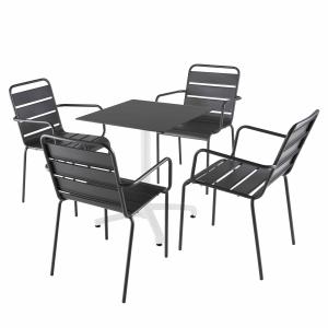 Mesa reclinable laminada negra de 60x60 cm y 4 sillas de me…