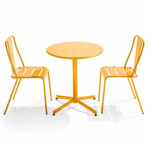 Mesa redonda de conjunto y 2 sillas de jardín estilo de met…