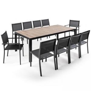 Mesa y 10 sillas de aluminio y cerámica