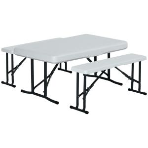 Mesa y bancos color blanco 103 x 63 x 76 cm