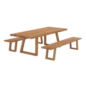 Mesa y bancos de jardín para 10 personas de madera