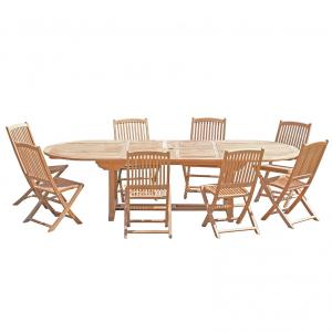 Mesa y sillas de jardín de madera de teca 10/12 pers