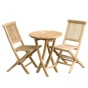 Mesa y sillas de jardín de madera de teca 2 personas