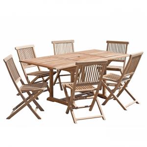 Mesa y sillas de jardín de madera de teca 4/6 personas