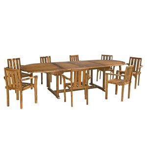 Mesa y sillas de jardín de madera de teca aceitada 10/12 pe…